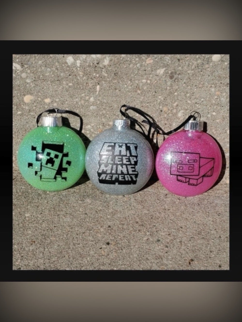 Glitter Gamer Ornaments Handmade